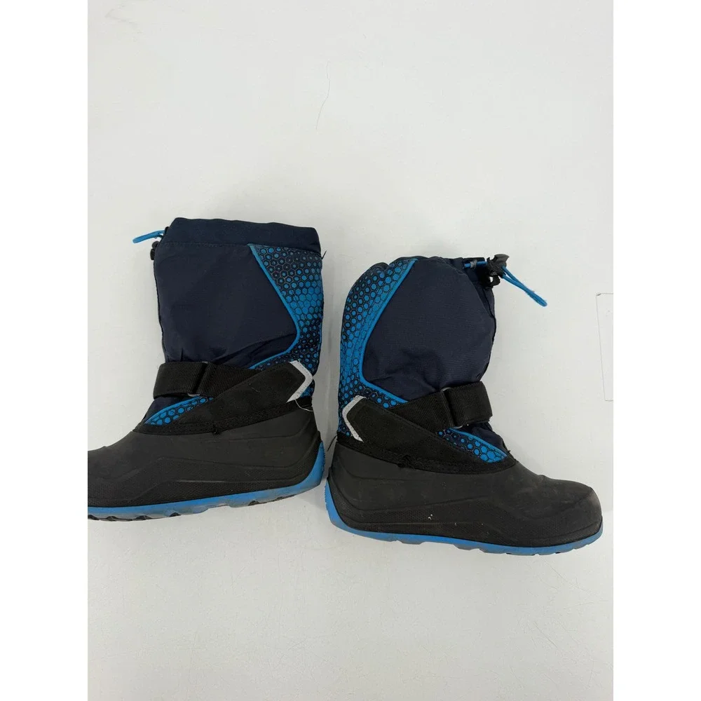 Kamik Snowfall P Boots Boy Size 1 Blue Black Waterproof Winter Snow Rubber